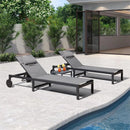 PURPLE LEAF Gartenliegen-Set mit Rollen & Beistelltisch Aluminium Wetterfest Sonnenliege