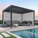 PURPLE LEAF Lamellen Pergola Outdoor Aluminium Pergola Terrassenüberdachung Freistehend Pergola mit Rollos mit Lamellendach Einstellbar Hardtop Pavillon Geeignet für Garten Anthrazit