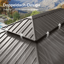 Purple Leaf Bronzer Hardtop-Gartenpavillon für Terrasse mit verzinktem Stahl-Doppeldach, Netz und Vorhängen