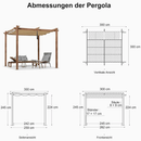 PURPLE LEAF Pergola Metall Holzoptik Garten Pavillon Aluminum Pergola Wasserdicht Sonnendach mit Schiebedach, Gartenpavillon Mit Markisenschutz milchweiße Lichterkette