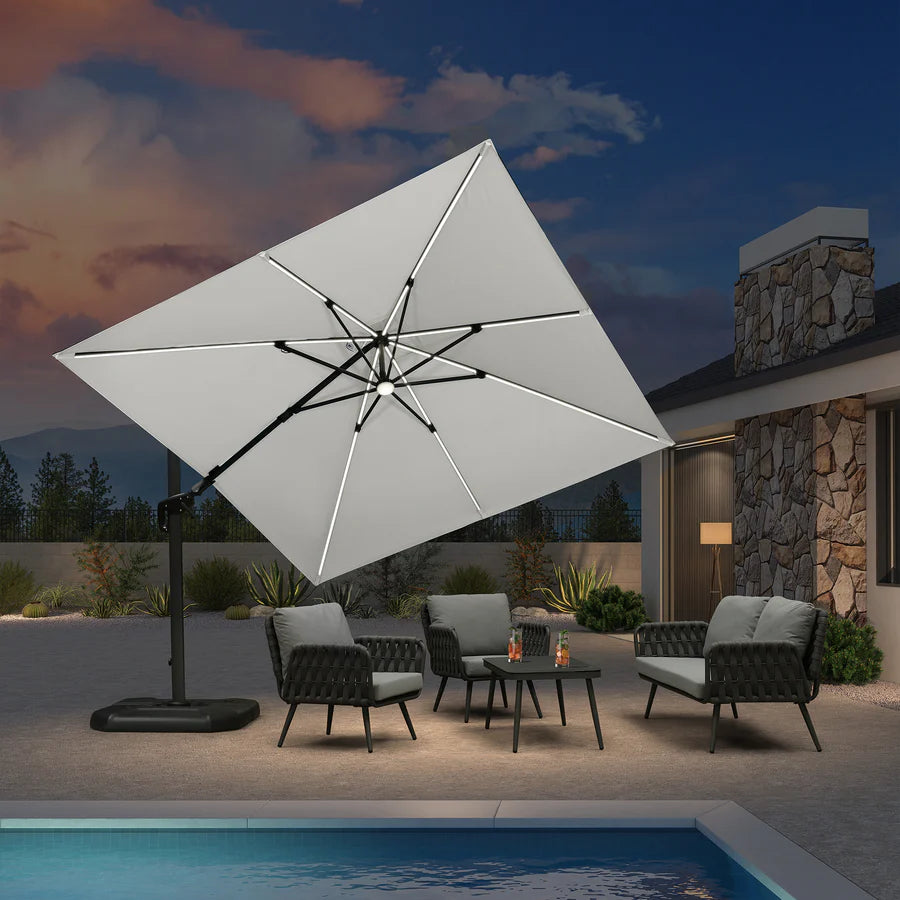 PURPLE LEAF Kippbarer Sonnenschirm für Garten​​ mit led