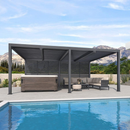 PURPLE LEAF Lamellen Pergola Luxus Pavillon Outdoor Aluminium Pergola mit Slat Wall Panel Stable Gazebo Waterproof für Terrasse Deck Garten