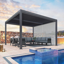 PURPLE LEAF Lamellen Pergola Outdoor Aluminium Pergola Terrassenüberdachung Freistehend Pergola mit Rollos mit Lamellendach Einstellbar Hardtop Pavillon Geeignet für Garten Anthrazit