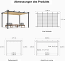PURPLE LEAF Pergola Metall Garten Pavillon Aluminium Gazebo Wasserdicht Stabil Winterfest Gartenpavillon Mit Sonnenschutz Überdachung -milchweiße Lichterkette
