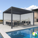 PURPLE LEAF Lamellen Pergola Outdoor Aluminium Pergola Terrassenüberdachung Freistehend Pergola mit Rollos mit Lamellendach Einstellbar Hardtop Pavillon Geeignet für Garten Anthrazit