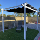 PURPLE LEAF Outdoor Retractable Pergola mit Doppelsonnenschutz-Überdachung Weiß Heavy-Duty Aluminium-Pergola Patio Moderne Pergola für Garten Deck Hinterhof-transparent