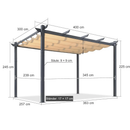 PURPLE LEAF Aluminium Pergola Patio Retractable Pergola Modern Grill Gazebo Metal Shelter Pavilion für  Deck Garden Backyard Outdoor Pergola milchweiße Lichterkette