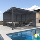 PURPLE LEAF Lamellen Pergola Luxus Pavillon Outdoor Aluminium Pergola mit Slat Wall Panel Stable Gazebo Waterproof für Terrasse Deck Garten