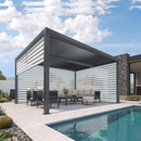 PURPLE LEAF Lamellen Pergola Outdoor Aluminium Pergola Terrassenüberdachung Freistehend Pergola mit Rollos mit Lamellendach Einstellbar Hardtop Pavillon Geeignet für Garten Anthrazit
