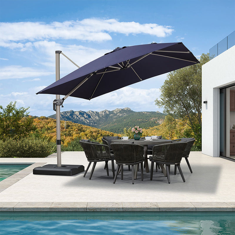 PURPLE LEAF Deluxe - Aluminium Outdoor Patio-Sonnenschirm Quadratisch  Edel, windfest und vielseitig einstellbar