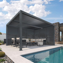 PURPLE LEAF Lamellen Pergola Luxus Pavillon Outdoor Aluminium Pergola mit Slat Wall Panel Stable Gazebo Waterproof für Terrasse Deck Garten