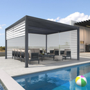 PURPLE LEAF Lamellen Pergola Outdoor Aluminium Pergola Terrassenüberdachung Freistehend Pergola mit Rollos mit Lamellendach Einstellbar Hardtop Pavillon Geeignet für Garten Anthrazit