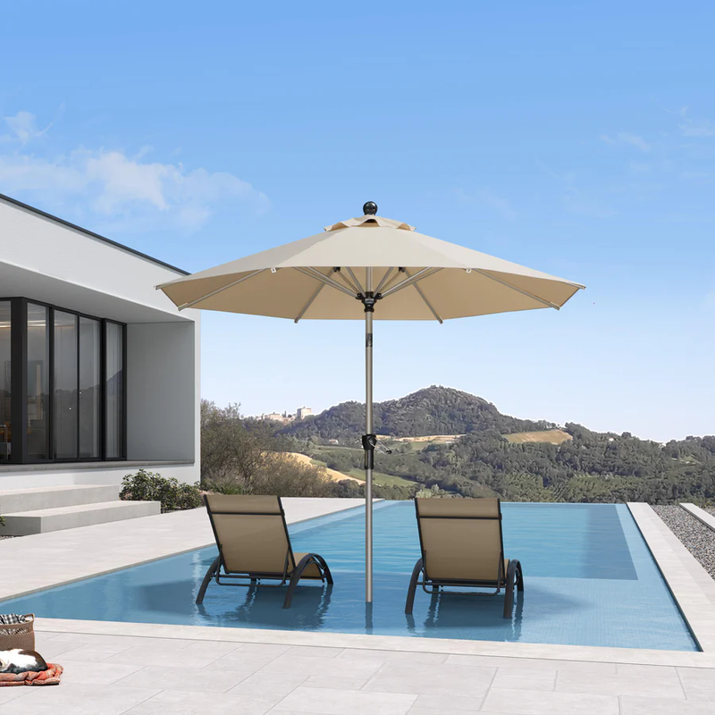 PURPLE LEAF Sonnenschirm Alu Gartenschirm mit Schirmständer, 30° Neigung, Terrassenschirm Tischschirm, Wasserdichter Mittelstockschirm für Garten & Markt