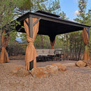 PURPLE LEAF Alu Pavillon Wasserdicht Stabil Winterfest Gartenpavillon mit Moskitonetz Hardtop Pavillon mit Stahldach, Bronze
