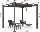 PURPLE LEAF Pergola Metall Garten Pavillon Aluminium Gazebo Wasserdicht Stabil Winterfest Gartenpavillon Mit Sonnenschutz Überdachung -milchweiße Lichterkette