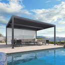 PURPLE LEAF Lamellen Pergola Outdoor Aluminium Pergola Terrassenüberdachung Freistehend Pergola mit Rollos mit Lamellendach Einstellbar Hardtop Pavillon Geeignet für Garten Anthrazit