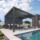 PURPLE LEAF Lamellen Pergola Luxus Pavillon Outdoor Aluminium Pergola mit Slat Wall Panel Stable Gazebo Waterproof für Terrasse Deck Garten