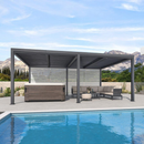 PURPLE LEAF Lamellen Pergola Outdoor Aluminium Pergola Terrassenüberdachung Freistehend Pergola mit Rollos mit Lamellendach Einstellbar Hardtop Pavillon Geeignet für Garten Anthrazit
