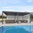 PURPLE LEAF Lamellen Pergola Outdoor Aluminium Pergola Terrassenüberdachung Freistehend Pergola mit Rollos mit Lamellendach Einstellbar Hardtop Pavillon Geeignet für Garten Anthrazit