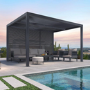 PURPLE LEAF Lamellen Pergola Luxus Pavillon Outdoor Aluminium Pergola mit Slat Wall Panel Stable Gazebo Waterproof für Terrasse Deck Garten