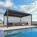 PURPLE LEAF Lamellen Pergola Outdoor Aluminium Pergola Terrassenüberdachung Freistehend Pergola mit Rollos mit Lamellendach Einstellbar Hardtop Pavillon Geeignet für Garten Anthrazit