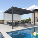 PURPLE LEAF Lamellen Pergola Outdoor Aluminium Pergola Terrassenüberdachung Freistehend Pergola mit Rollos mit Lamellendach Einstellbar Hardtop Pavillon Geeignet für Garten Anthrazit