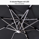 PURPLE LEAF Runder Sonnenschirm mit LED-Solarbeleuchtung und Schirmständer