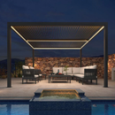 PURPLE LEAF Lamellen Pergola Outdoor Aluminium Pergola Terrassenüberdachung mit integrierten LED Freistehend Pergola mit Lamellendach Einstellbar Hardtop Pavillon Geeignet für Garten Anthrazit