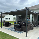 PURPLE LEAF Pergola Metall Garten Pavillon Aluminium Gazebo Wasserdicht Stabil Winterfest Gartenpavillon Mit Sonnenschutz Überdachung -milchweiße Lichterkette