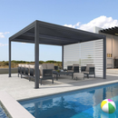 PURPLE LEAF Lamellen Pergola Outdoor Aluminium Pergola Terrassenüberdachung Freistehend Pergola mit Rollos mit Lamellendach Einstellbar Hardtop Pavillon Geeignet für Garten Anthrazit