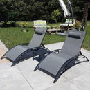PURPLE LEAF Sonnenliegen 2er Set, Aluminium Gartenliegen mit Beistelltisch und Kissen, schnell trocknende Liege wetterfest, verstellbar in 5 Positionen, stapelbar.