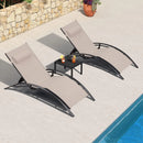 PURPLE LEAF Sonnenliegen 2er Set, Aluminium Gartenliegen mit Beistelltisch und Kissen, schnell trocknende Liege wetterfest, verstellbar in 5 Positionen, stapelbar.