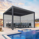 PURPLE LEAF Lamellen Pergola Outdoor Aluminium Pergola Terrassenüberdachung Freistehend Pergola mit Rollos mit Lamellendach Einstellbar Hardtop Pavillon Geeignet für Garten Anthrazit