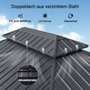 PURPLE LEAF Graues Hardtop-Pavillon mit strapazierfähigem verzinktem Stahl-Dach in Doppeldach-Ausführung mit Netz und Vorhängen