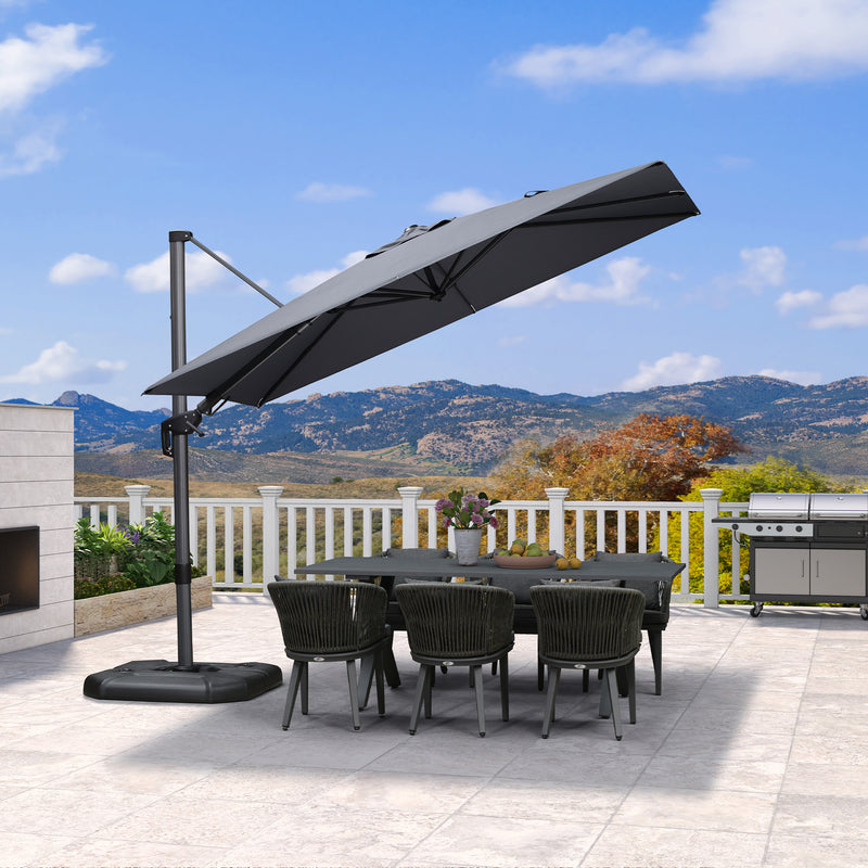 PURPLE LEAF Wirtschaftlicher Terrassen-Sonnenschirm mit drehbarem Rechteck und quadratischem Outdoor-Sonnenschirm