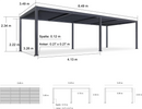PURPLE LEAF Lamellen Pergola Lamellendach mit LED-Lichtleiste für Garten Terrasse, Grau