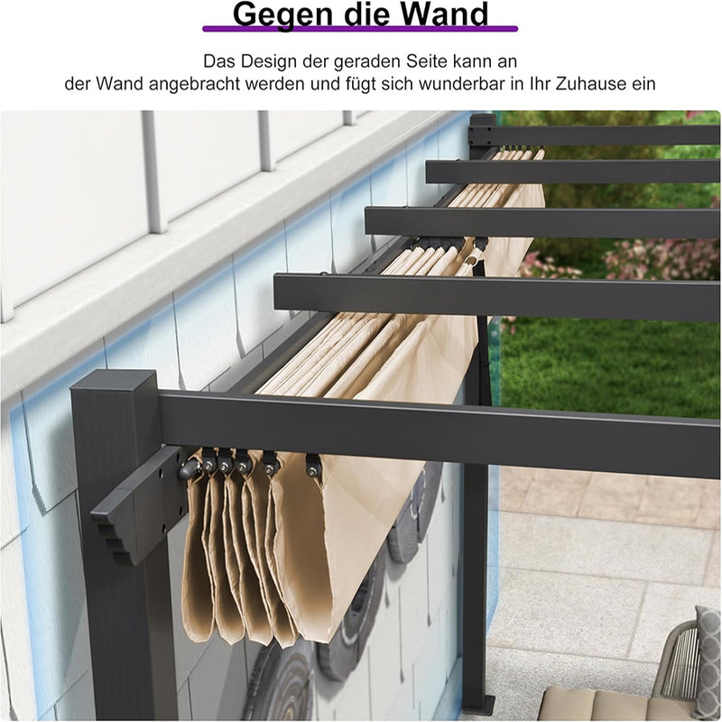 PURPLE LEAF Pergola Metall Garten Pavillon Pergola Wasserdicht Stabil Winterfest, Gartenpavillon Mit Sonnenschutz Überdachung