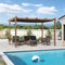 PURPLE LEAF Pergola Metall Holzoptik Garten Pavillon Aluminum Pergola Wasserdicht Sonnendach mit Schiebedach, Gartenpavillon Mit Markisenschutz
