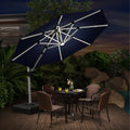 PURPLE LEAF runden Sonnenschirm mit Led Solar Beleuchtung Ampelschirm Gartenschirm Terrassenschirm mit Kurbel, 360°Rotation