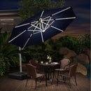 PURPLE LEAF runden Sonnenschirm mit Led Solar Beleuchtung Ampelschirm Gartenschirm Terrassenschirm mit Kurbel, 360°Rotation