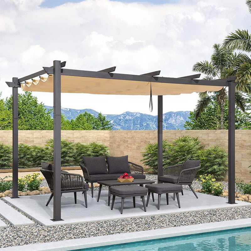 PURPLE LEAF Pergola Metall Garten Pavillon Pergola Wasserdicht Stabil Winterfest, Gartenpavillon Mit Sonnenschutz Überdachung