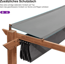 PURPLE LEAF Pergola Metall Holzoptik Garten Pavillon Aluminum Pergola Wasserdicht Sonnendach mit Schiebedach, Gartenpavillon Mit Markisenschutz