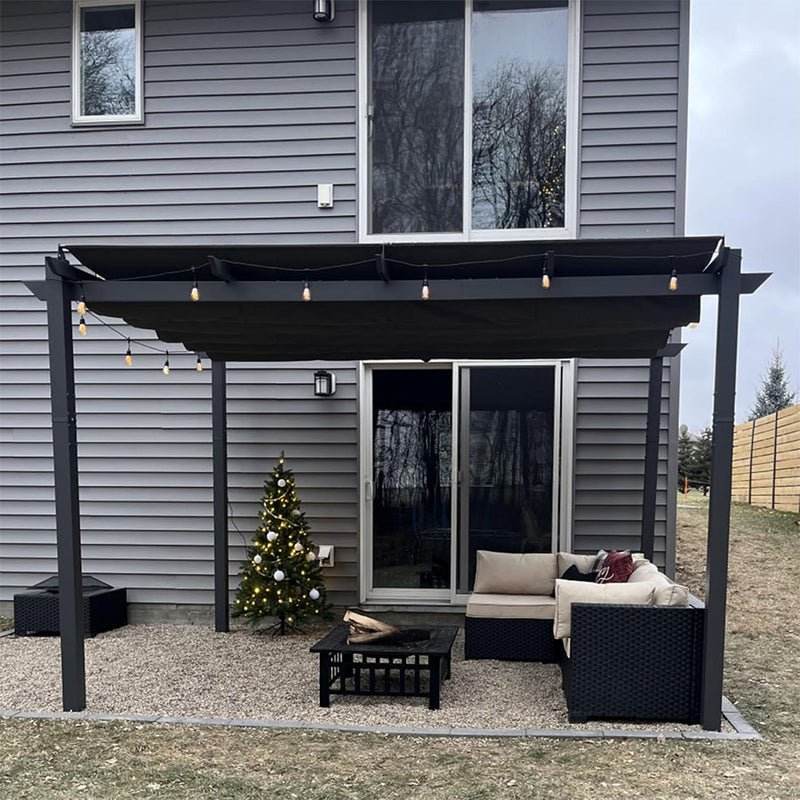 PURPLE LEAF Pergola Aluminium Einziehbare für den Außenbereich mit Sonnenschutzdach, Terrasse, Unterstand für Hinterhof, Metallgrill-Pavillon-PRG
