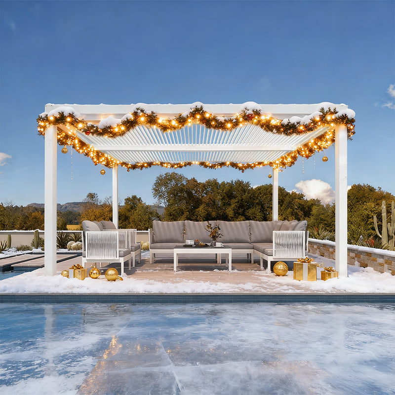 PURPLE LEAF Lamellen Pergola lamellendach Moderne weiße Pergola mit verstellbarem Dach für Terrasse Hinterhof Garten