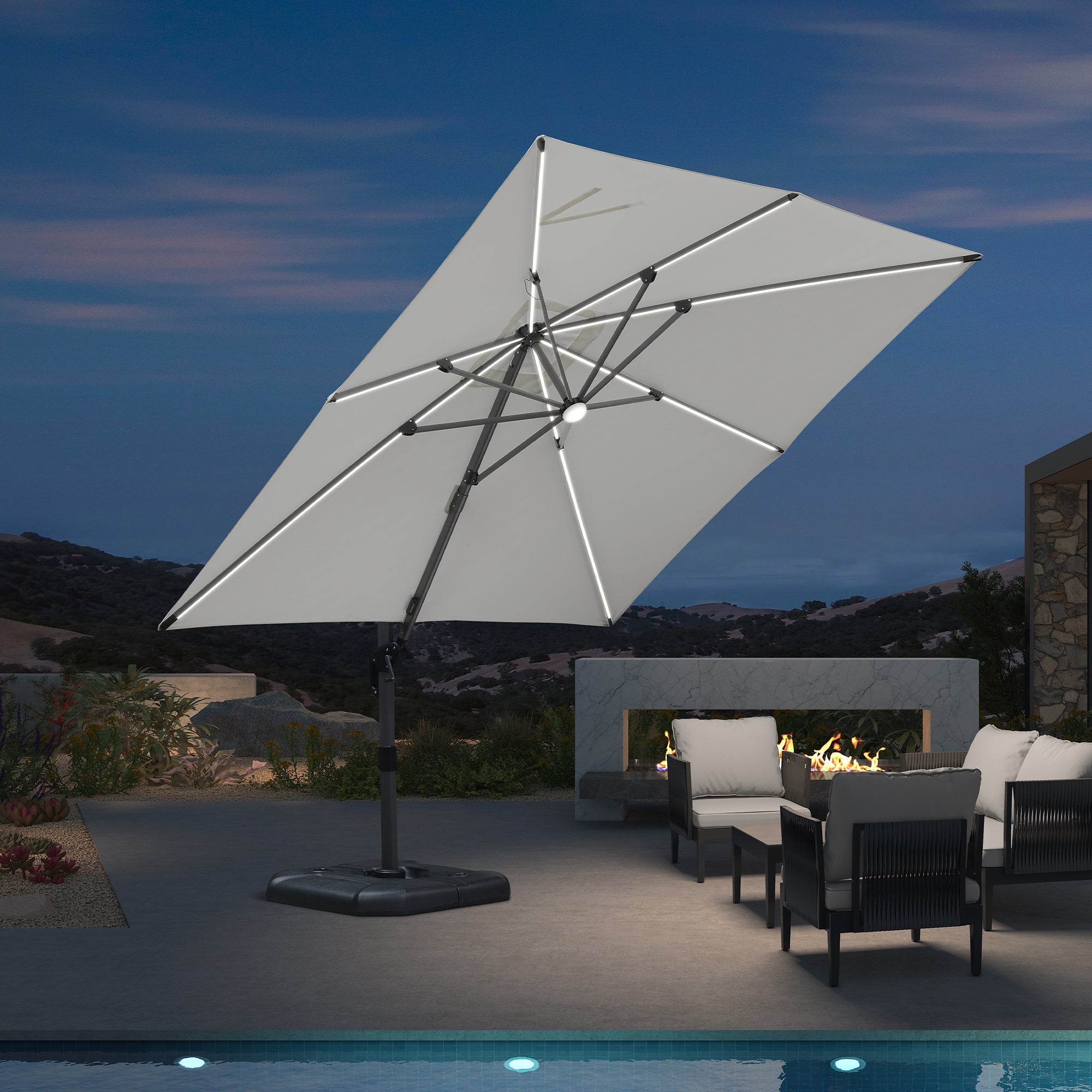 purple leaf Sonnenschirm für Terrasse Garten mit led