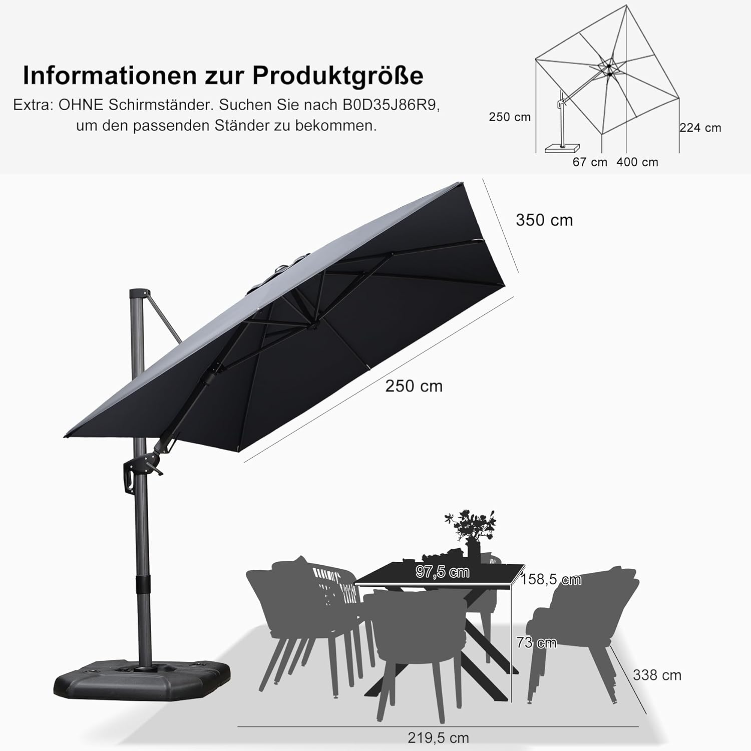 purple leaf sonnenschirm für Hotel & Terrasse​​ mit 120°-Drehsystem