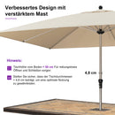 PURPLE LEAF Sonnenschirm Garten-Mittelsäulenschirm zum Öffnen Schließen Aluminium Marktschirm Groß UV-Schutz Mittelstockschirme Tischschirm Waterdicht für Market
