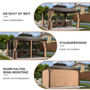 PURPLE LEAF Hardtop Pavillon 3.65×4.85M Wasserdicht Stabil Winterfest Gartenpavillon mit Moskitonetz Alu Pavillon mit Stahldach, Bronze