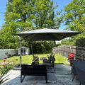 PURPLE LEAF Sonnenschirm Groß Ampelschirm mit Kurbel 360-Grad Drehbar mit Fußpedal für Terrasse, Balkon Sonnenschutz