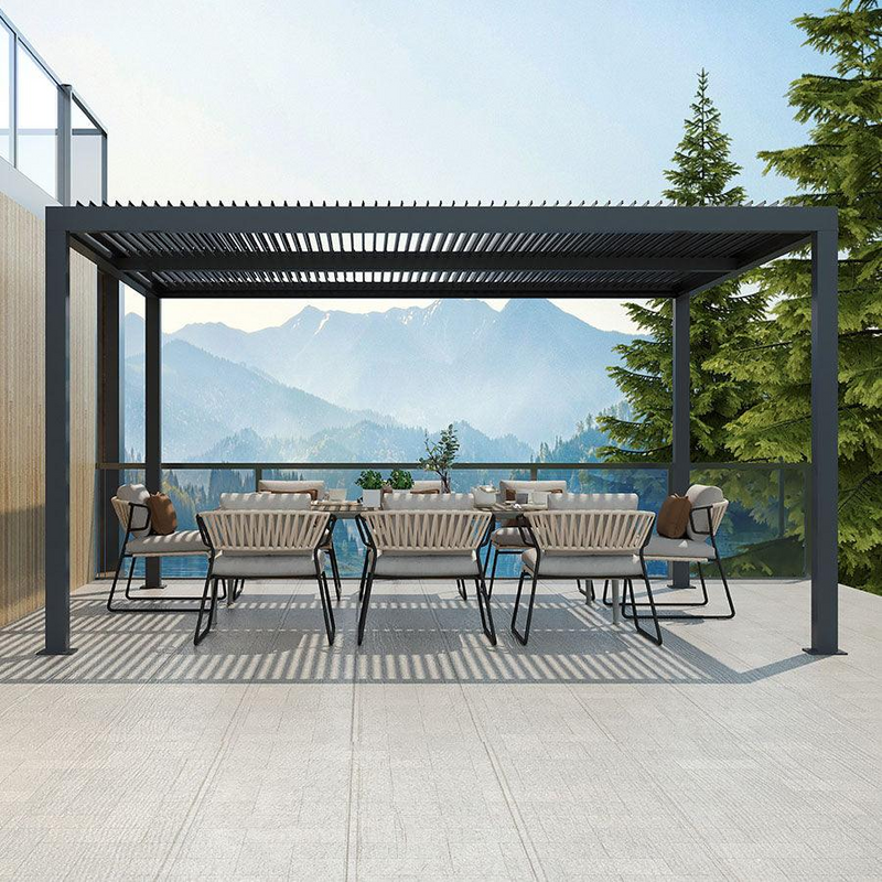 PURPLE LEAF Lamellen Pergola Outdoor Aluminium Pergola mit verstellbarem Dach für Deck Hinterhof Garten Hardtop Gazebo